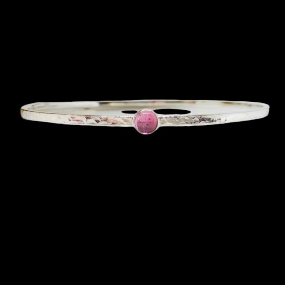 Vintage Rebecca Norman Pink Tourmaline Sterling Silver Bangle Bracelet